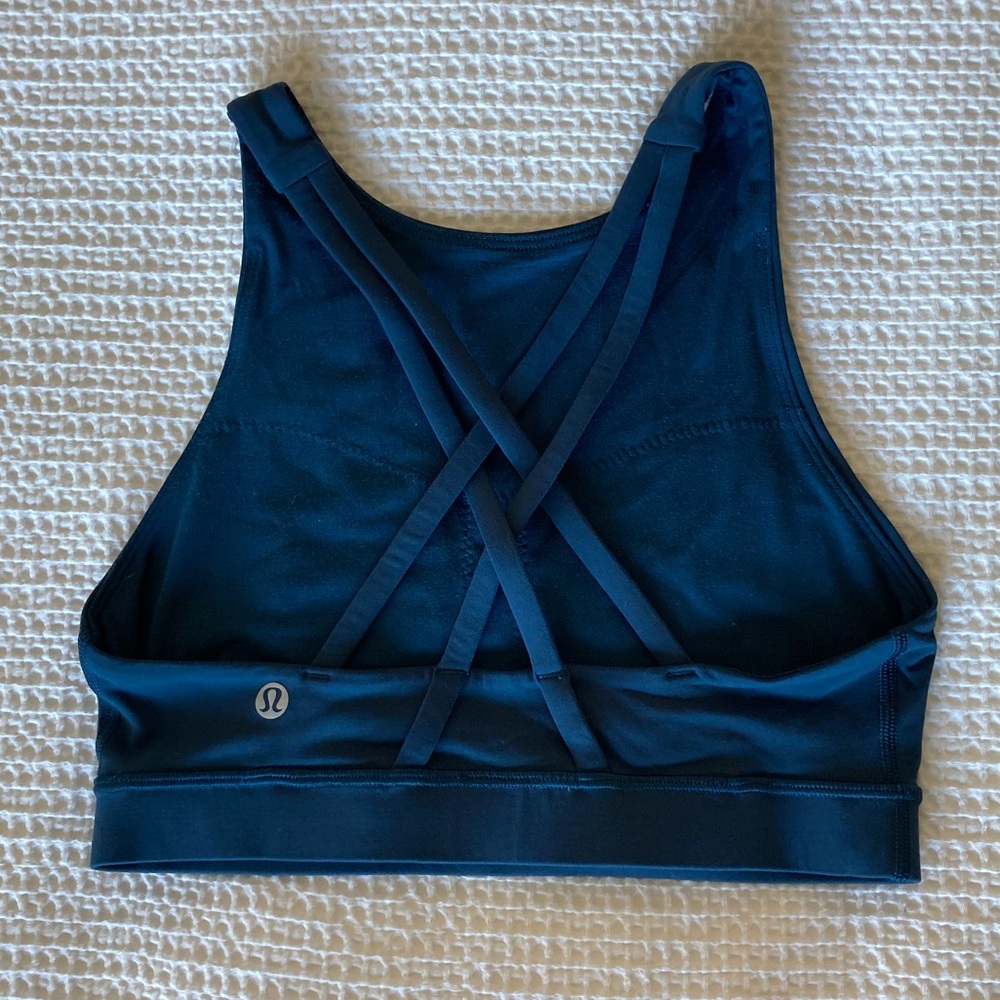 lululemon High Neck Blue Sports Bra Size 4